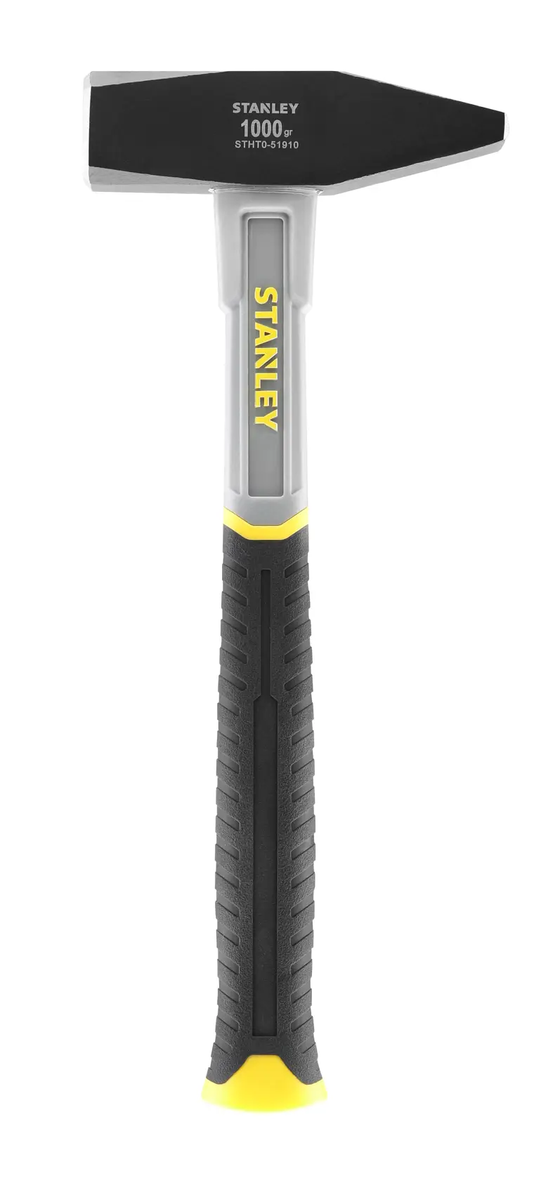 Stanley STHT0-51910 Hammer mit schwarz-gelbem Griff, Vorderansicht, auf weißem Hintergrund.
