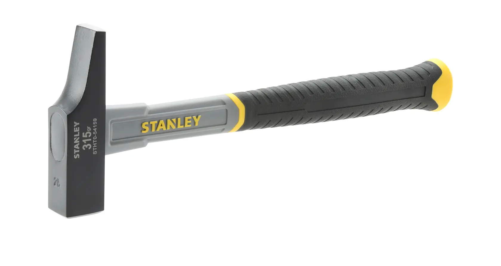 Stanley Hammer STHT0-54159 mit Schwarz-Gelb-Griff und flachem Kopf vor weißem Hintergrund.