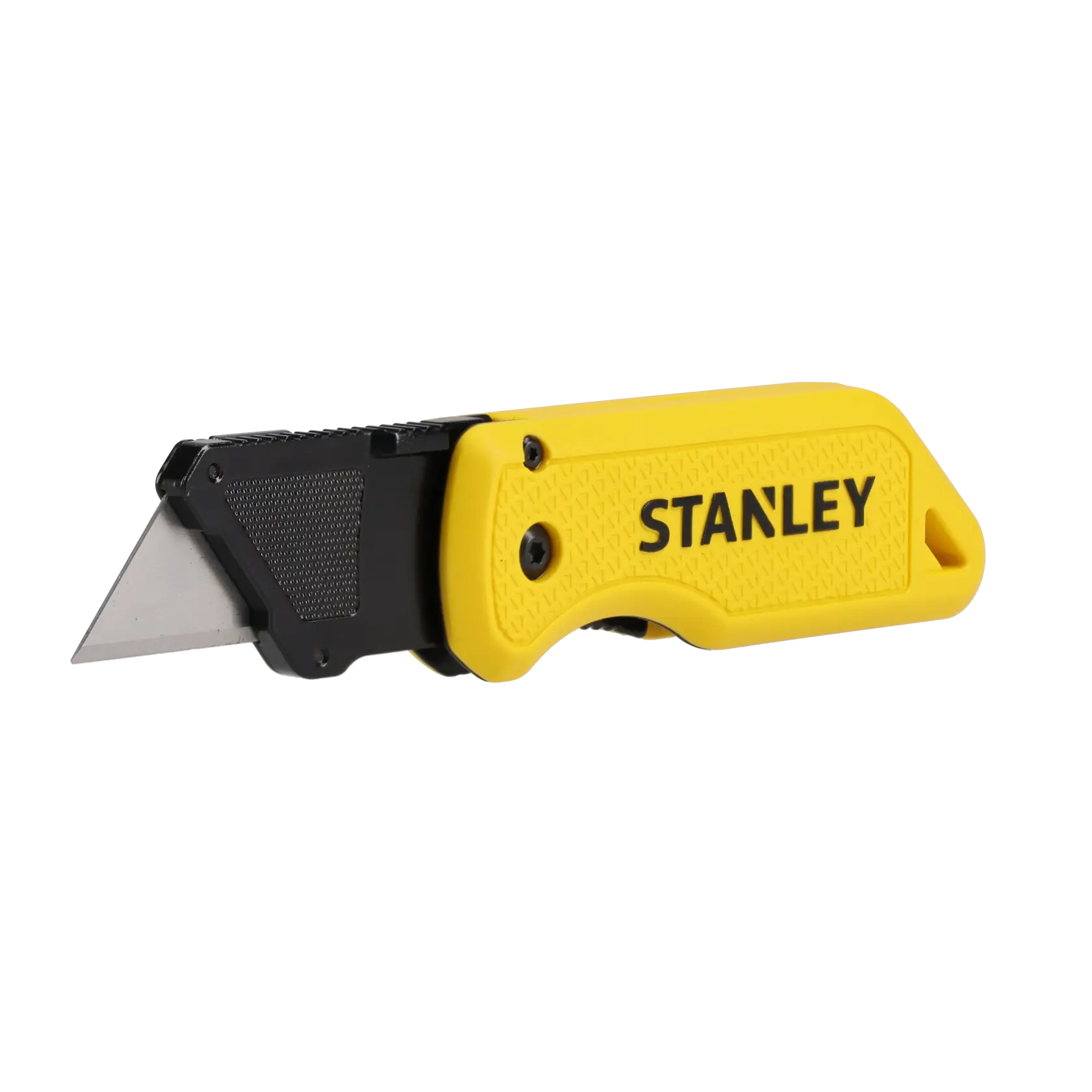 STANLEY STHT10520-0 Universalmesser mit gelbem Griff, Seitenansicht auf weißem Hintergrund.