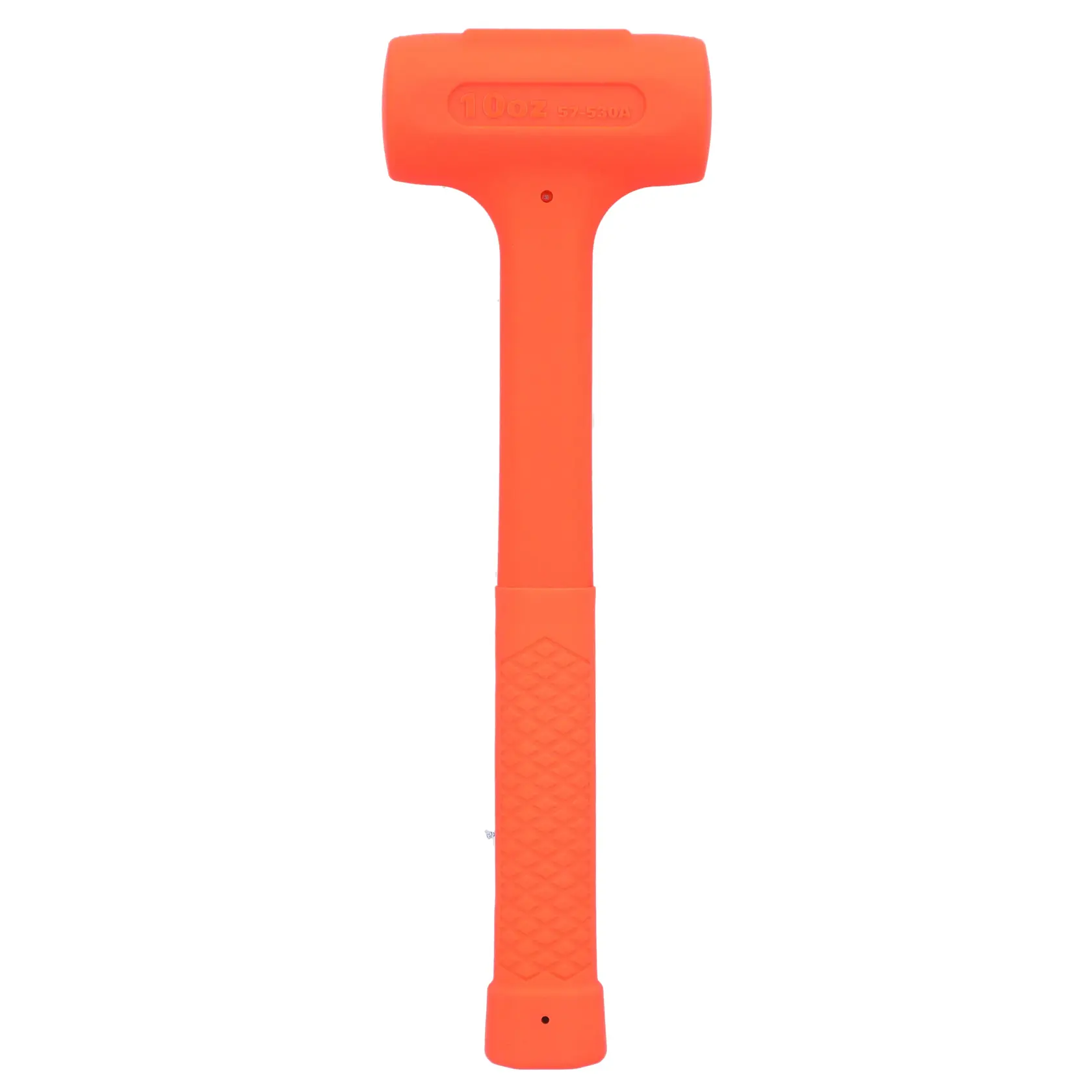 Foto des orangefarbenen STANLEY STHT57530-0 Schonhammers, Vorderansicht auf weißem Hintergrund.