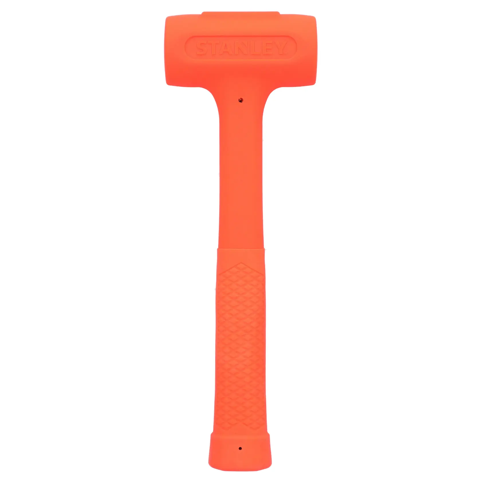 STANLEY STHT57531-0 orange Dead-Blow Hammer, strukturierter Griff, Vorderansicht auf weißem Hintergrund.