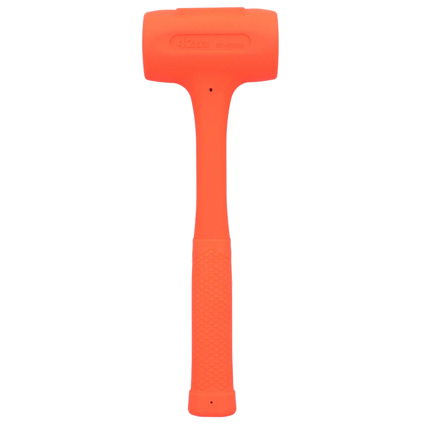STANLEY STHT57533-0 orangener Dead-Blow-Hammer, strukturierter Griff, Frontansicht, weißer Hintergrund.