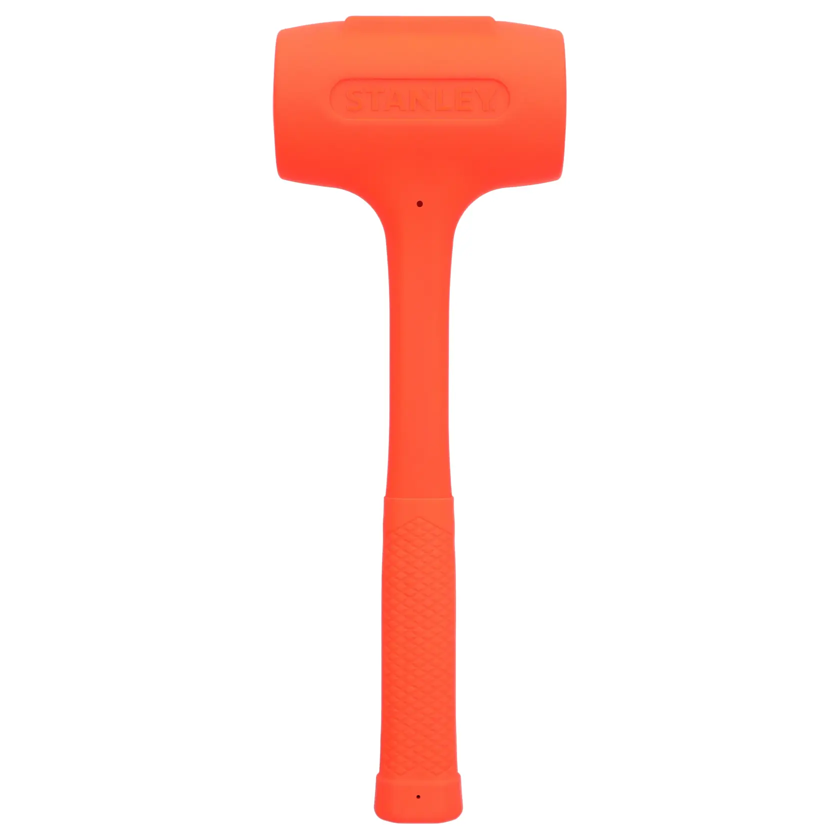 Foto des STANLEY STHT57534-0 orange Dead Blow Hammer mit griffigem Griff, Vorderansicht, weißer Hintergrund.