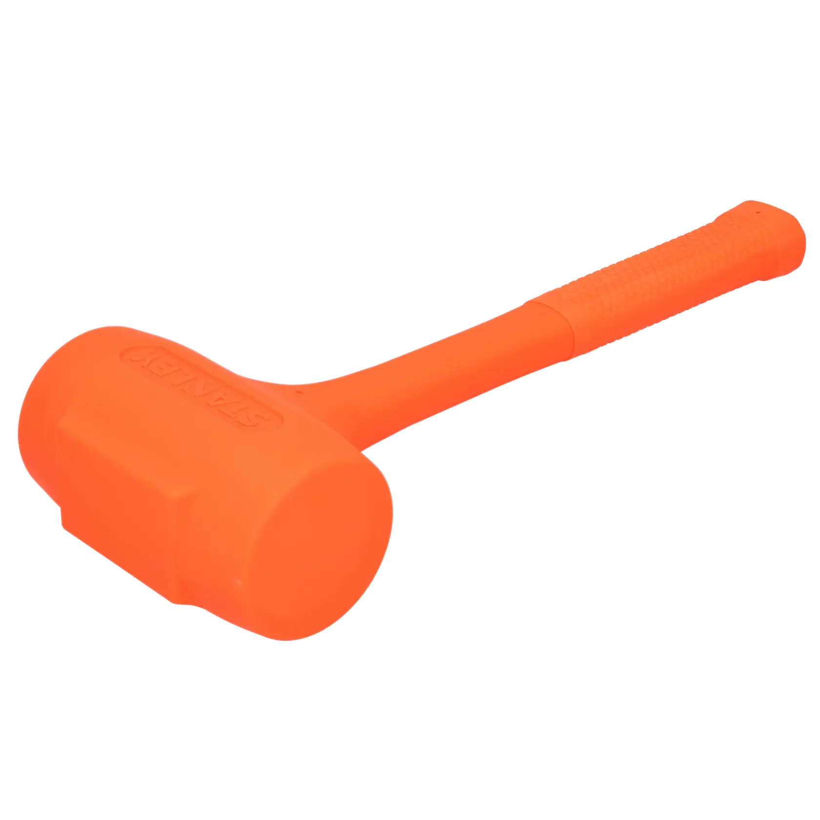 STANLEY STHT57534-0 orange Gummihammer Seitenansicht auf weißem Hintergrund, strukturierter Griff.