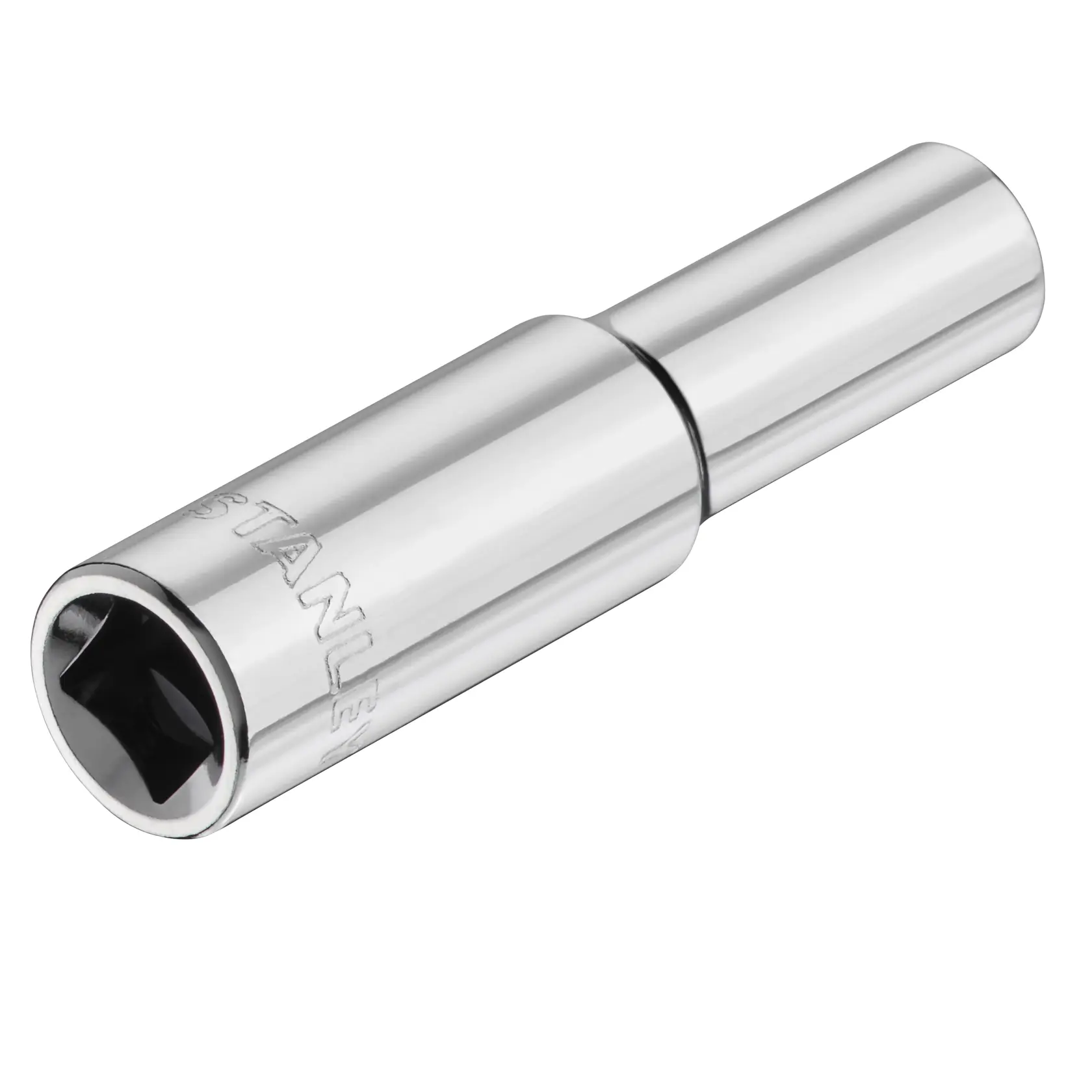 STANLEY STMT86094-0 Chrom-Steckschlüssel-Verlängerung, gerade Ansicht, Werkzeugzubehör auf weißem Hintergrund.