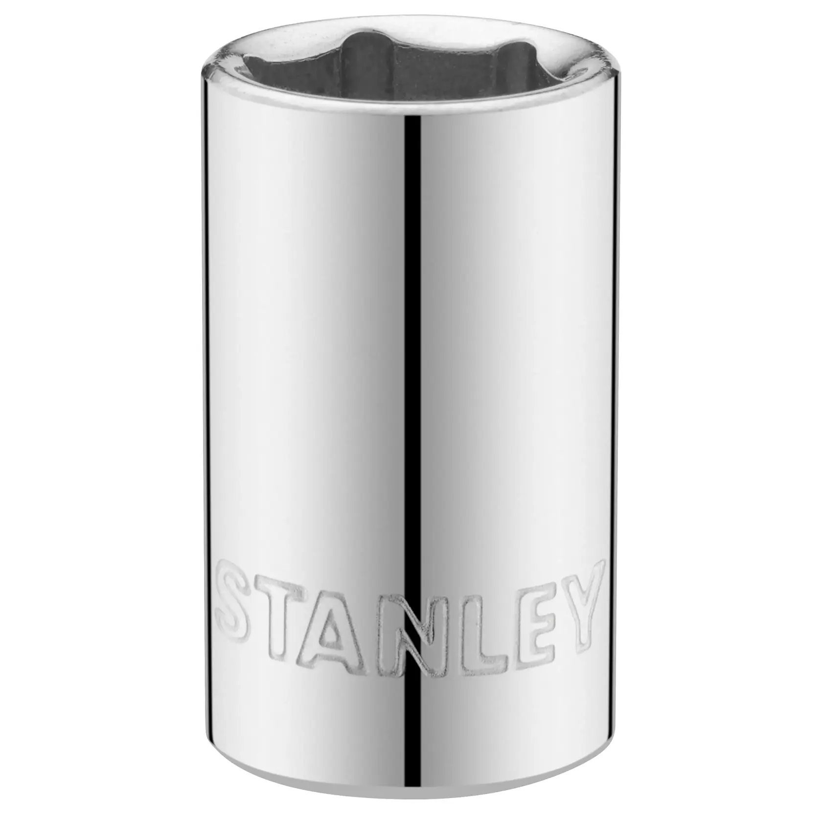 STANLEY STMT86107-0 Chrom-Steckschlüssel, vertikaler Blickwinkel, graviertes Logo, Handwerkzeugzubehör.