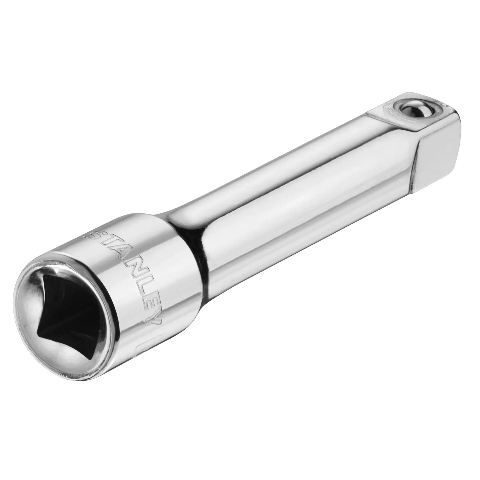 STANLEY STMT86206-0 Chrom-Steckschlüsselverlängerung auf weißem Hintergrund, Winkelansicht.