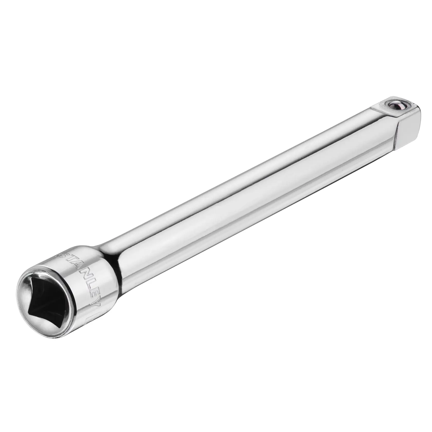 STANLEY STMT86207-0 Chrom-Verlängerungsstab aus schrägem Blickwinkel vor weißem Hintergrund fotografiert.