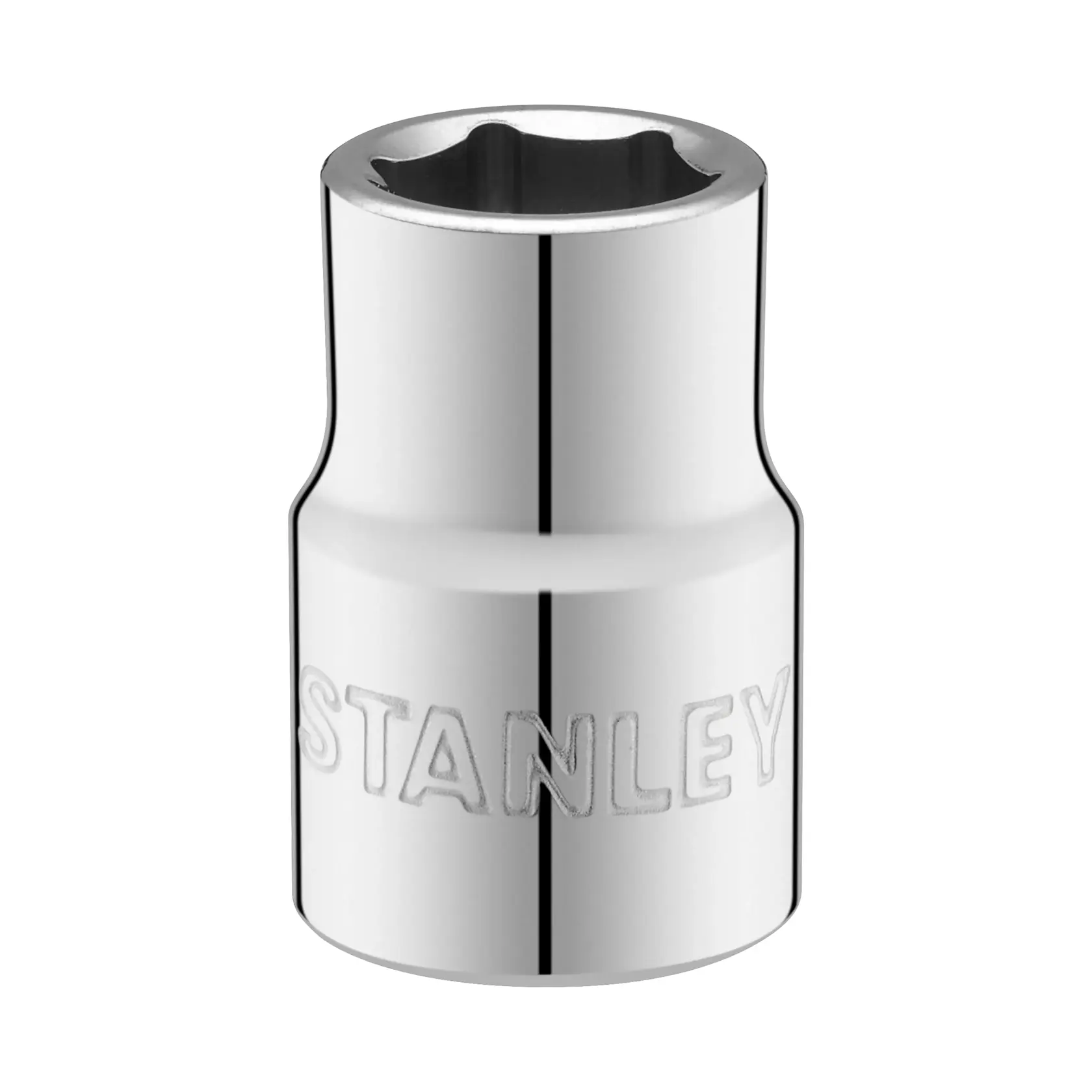 STANLEY STMT86305-0 Chrom-Steckschlüssel, Vorderansicht, Werkzeugzubehör auf weißem Hintergrund.