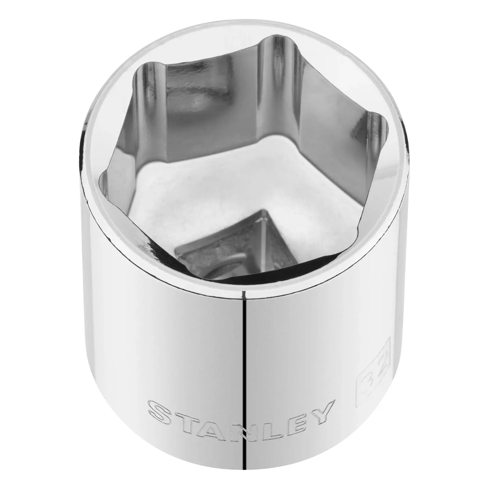 STANLEY STMT86532-0 Chrom-Steckschlüssel, Aufsicht, glänzendes Sechskant-Design, Handwerkzeugzubehör.