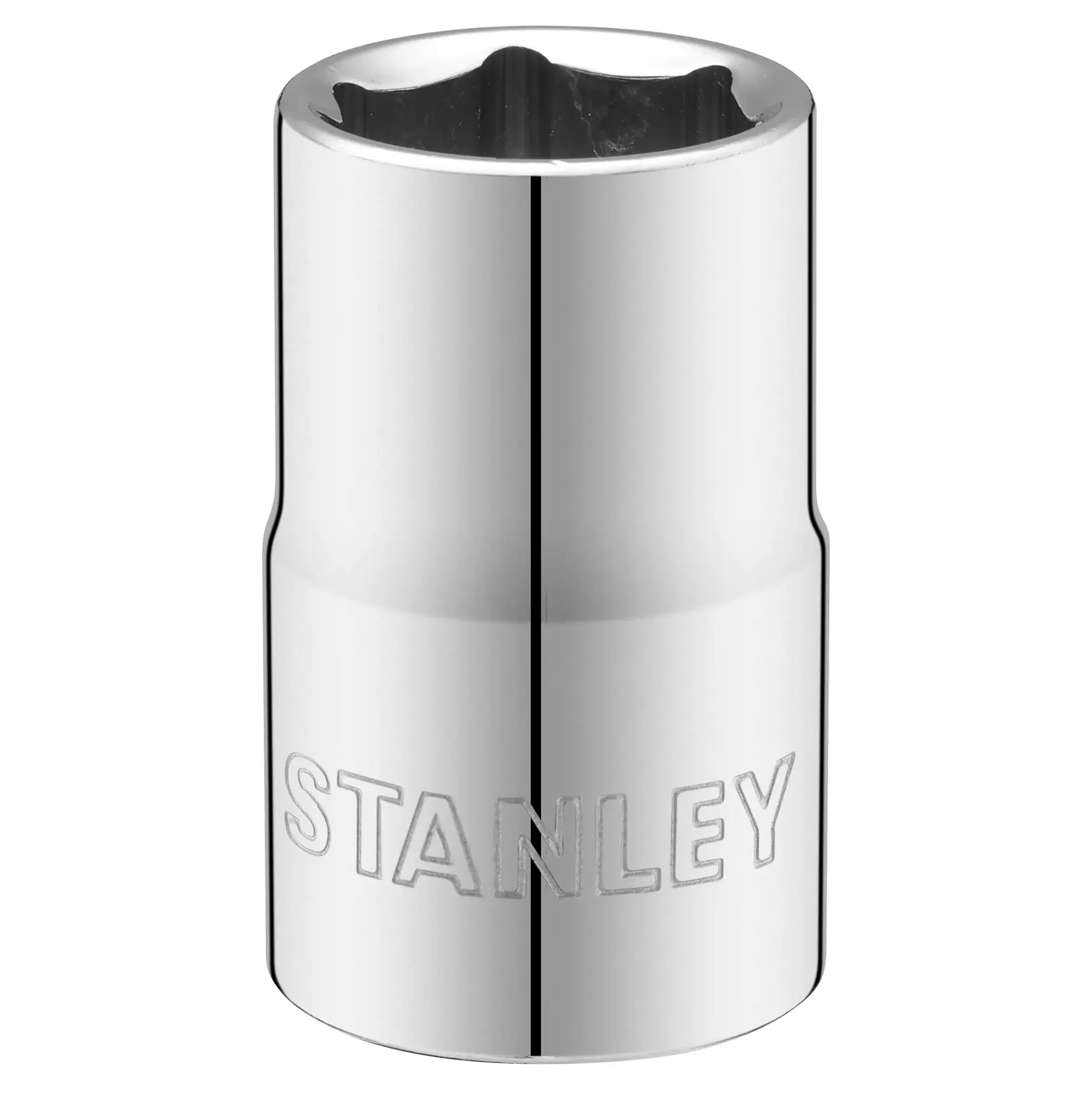 STANLEY STMT88738-0 Steckschlüsseleinsatz, zylindrisches Design, Vorderansicht, weißer Hintergrund.