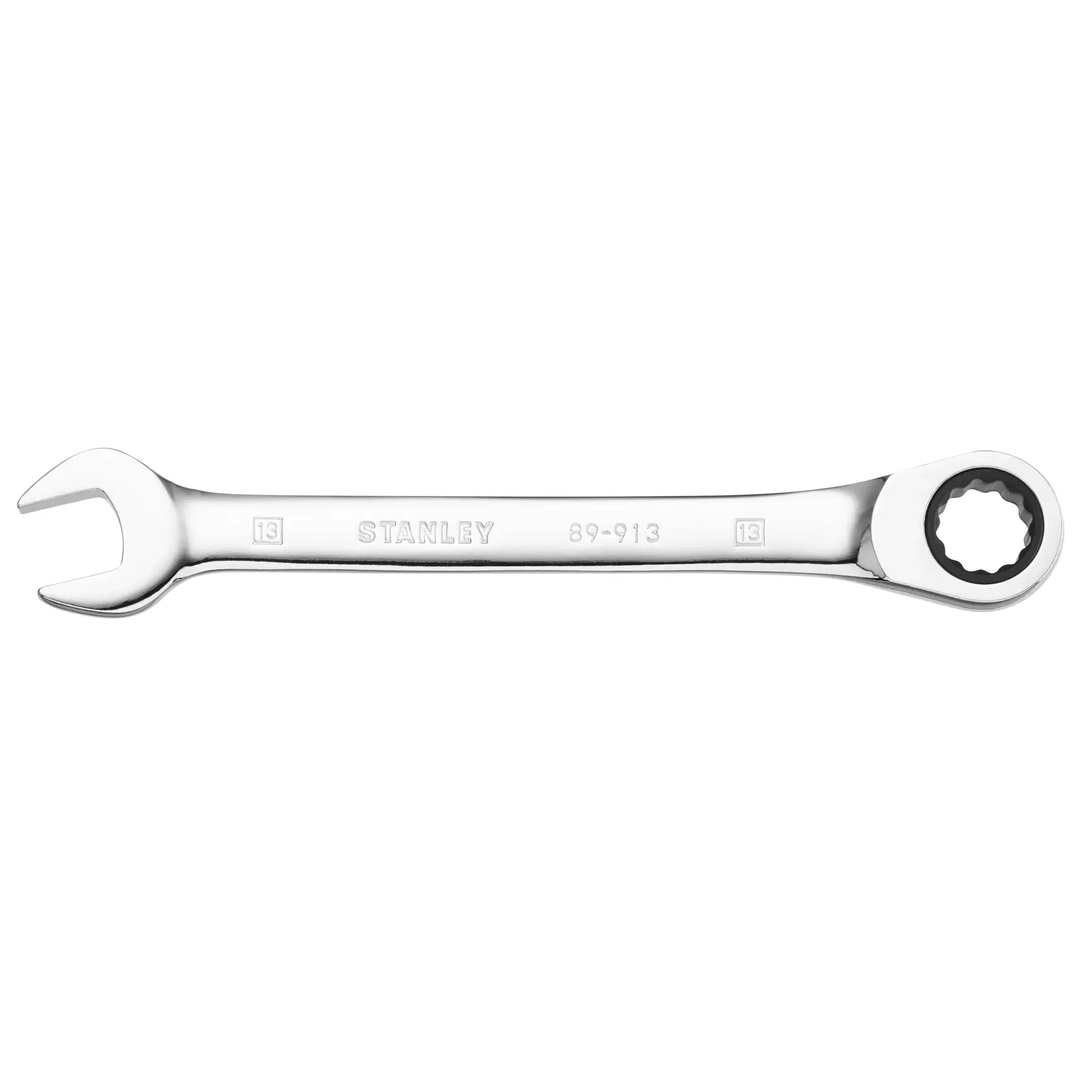 STANLEY STMT89913-0 Ratschen-Ringmaulschlüssel, silber, Produktfoto vor weißem Hintergrund.