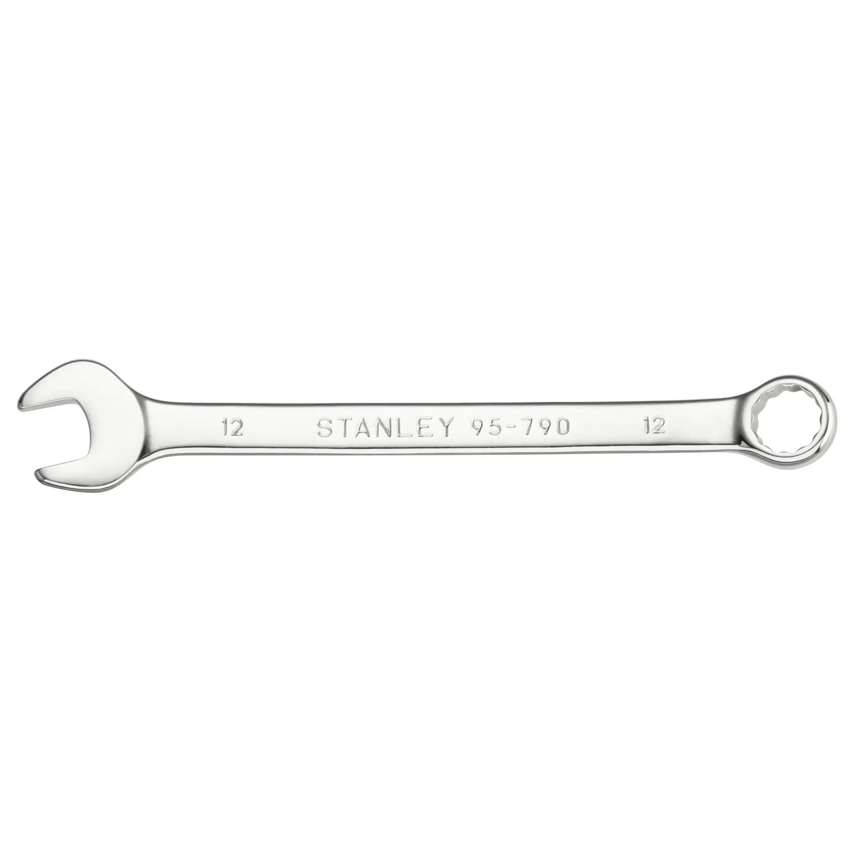 STANLEY STMT95790-0 Kombinationsschlüssel, silber, Vorderansicht, offene und Ringseite.