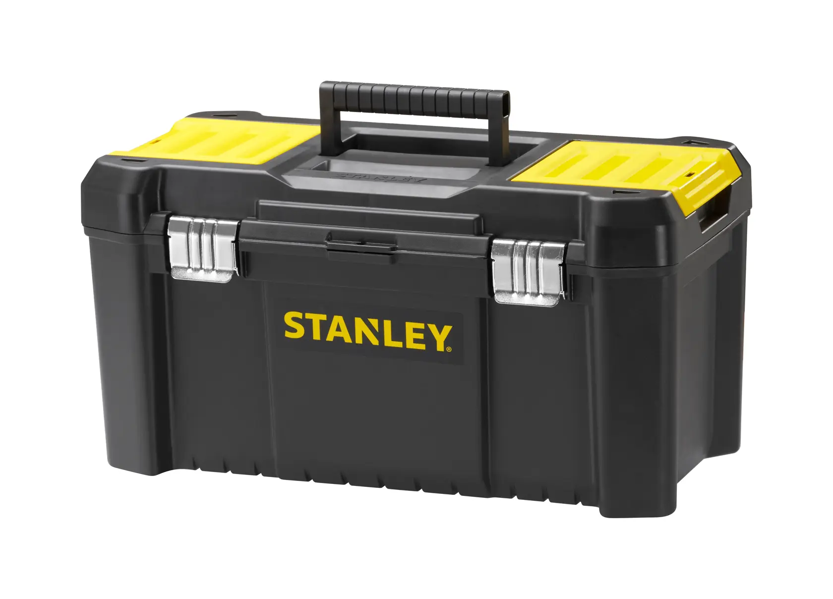 STANLEY STST1-75521, STST1-75521-KR Werkzeugkiste schwarz-gelb, Frontansicht, Fotoprodukt.