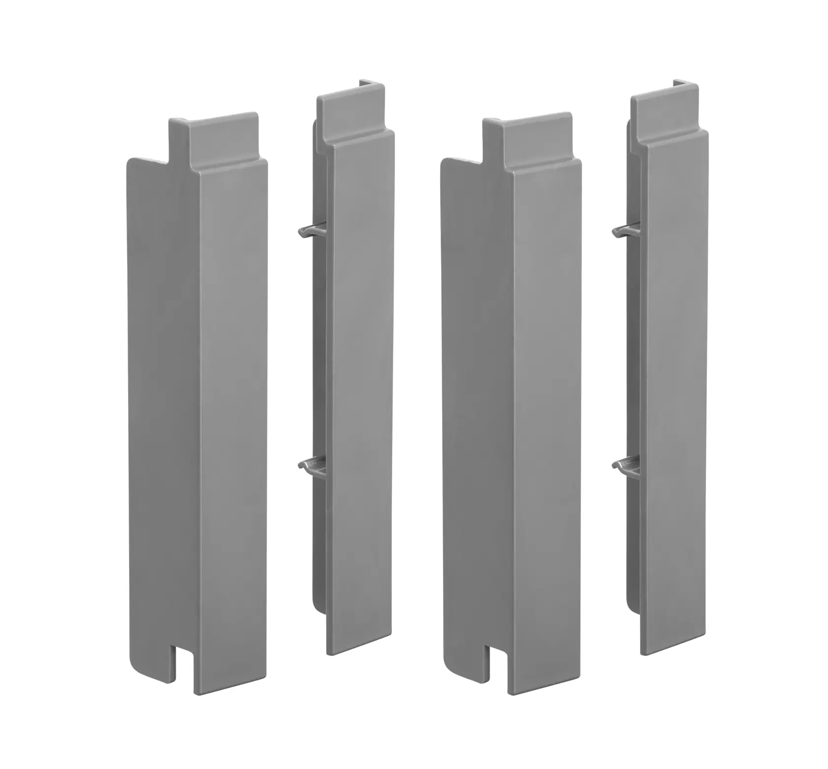 STANLEY STST82611-1 Set aus vier grauen Metall-Trennwänden, Produktfotografie, Vorderansicht auf weißem Hintergrund.